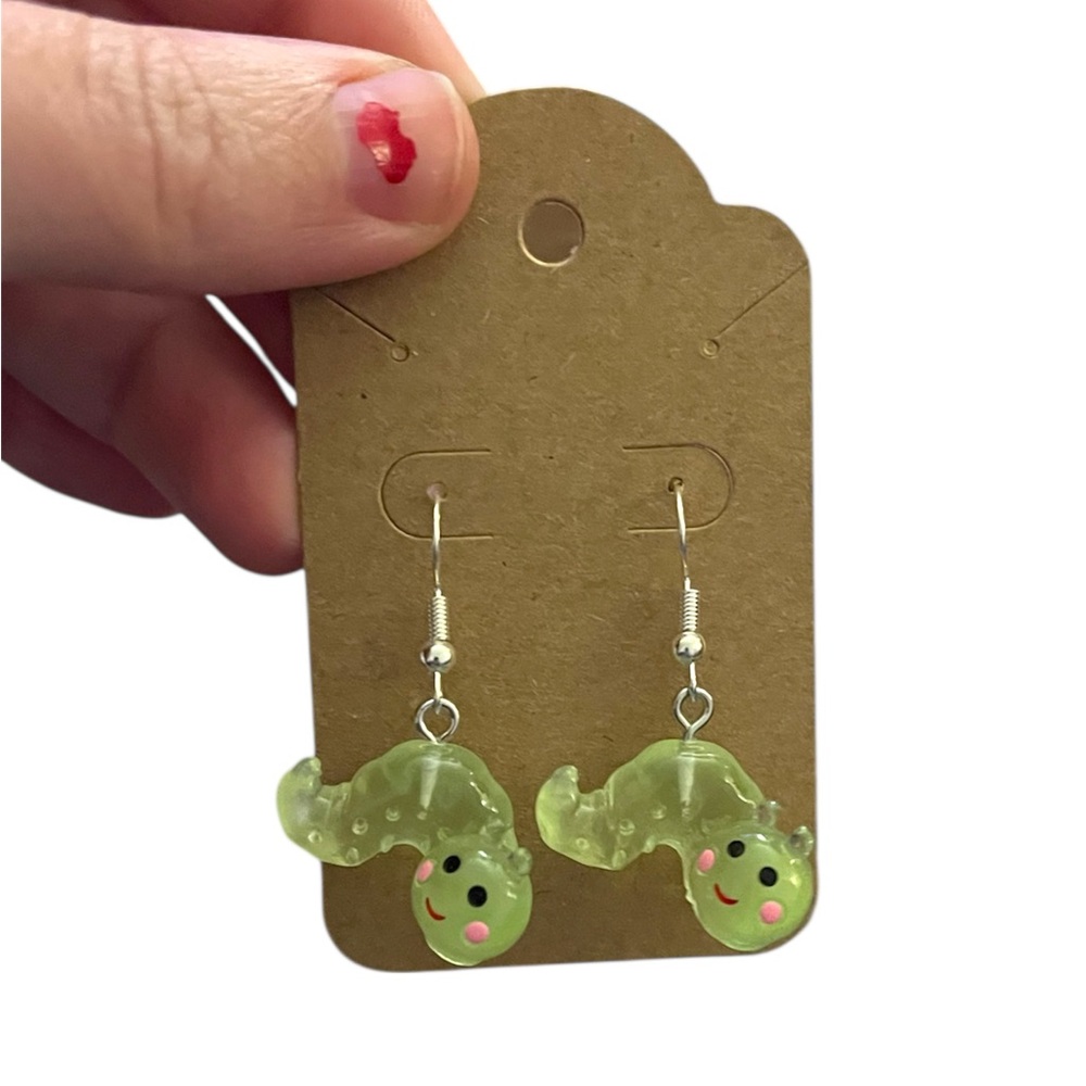 Cute Green Caterpillar Earrings